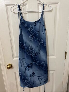 Basic Editions Blue Floral Slip Mini Dress